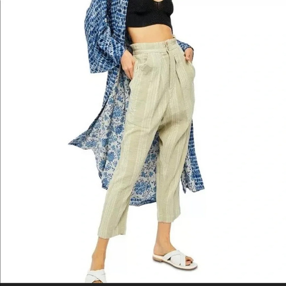 ! Nwt! Free people Semi Sweet Pants Sage Combo - Picture 1 of 4